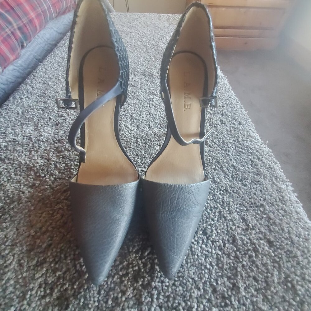 LAMB gunmetal and blue heels size 7.5 - Picture 6 of 7